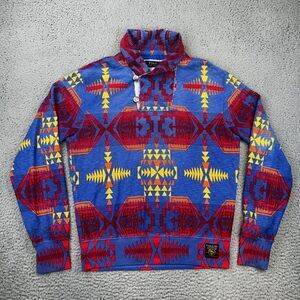 Polo Ralph Lauren Blue Red Aztec Shawl Sweater Snow Beach Stadium Size Medium